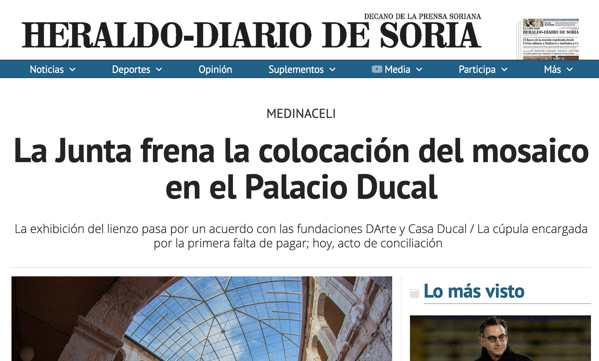 Titular de la noticia en El diario de Soria