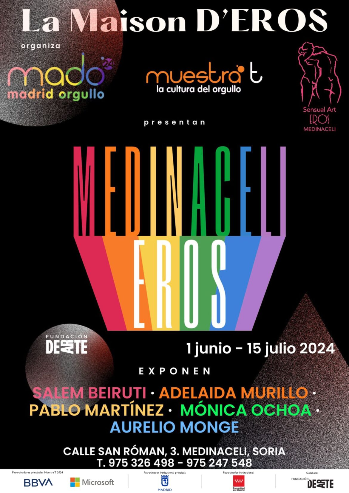 Muestra-t y La Maison D’Eros, Fundación DEARTE, organizan “Medinaceli Eros”. A partir del 1 de junio. En el Ágora La Maison D’Eros, Medinaceli. Villa Histórica.