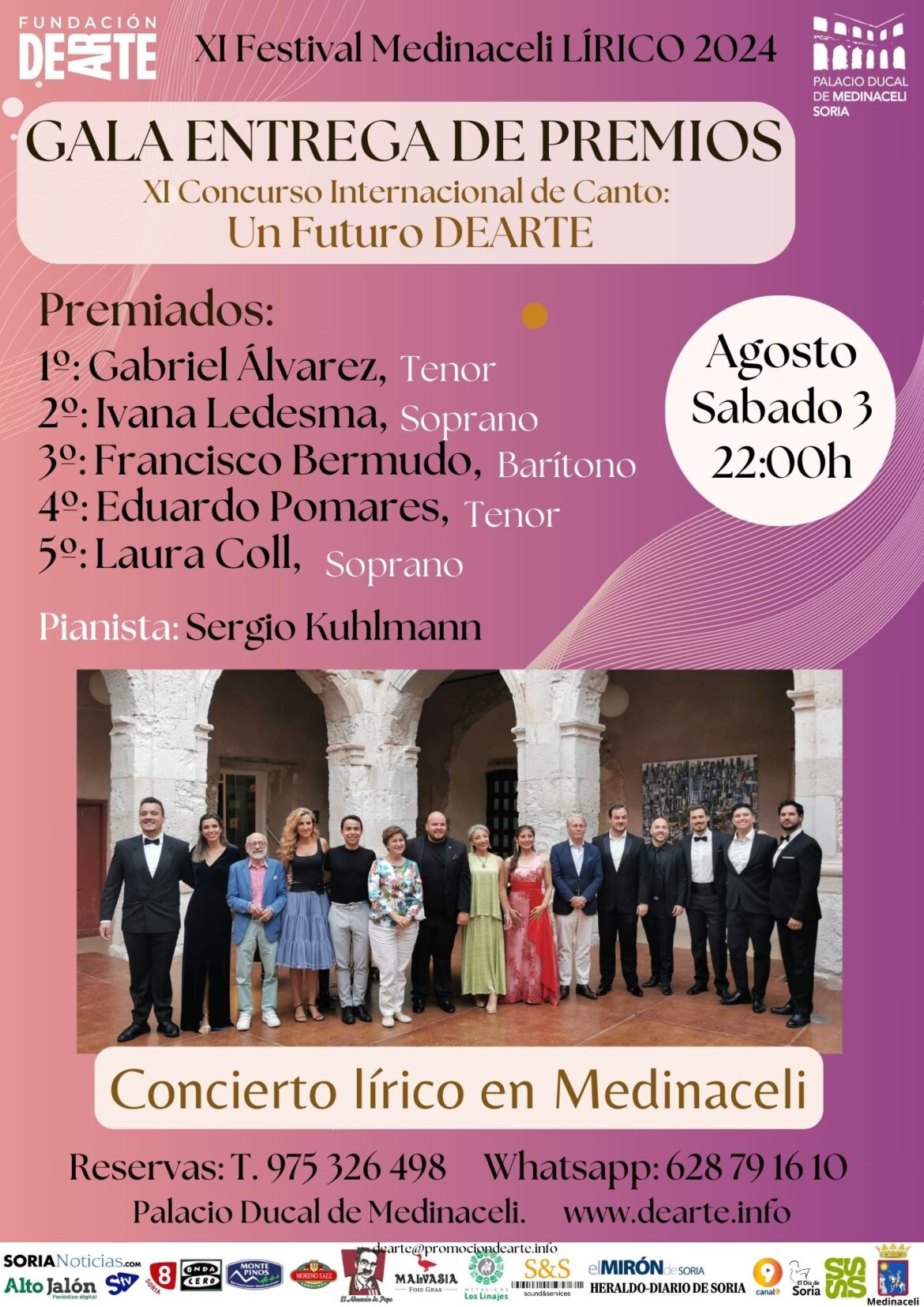 Gala Entrega de Premios Un Futuro DEARTE. Sábado 3 de agosto, 22:00h. Palacio Ducal de Medinaceli