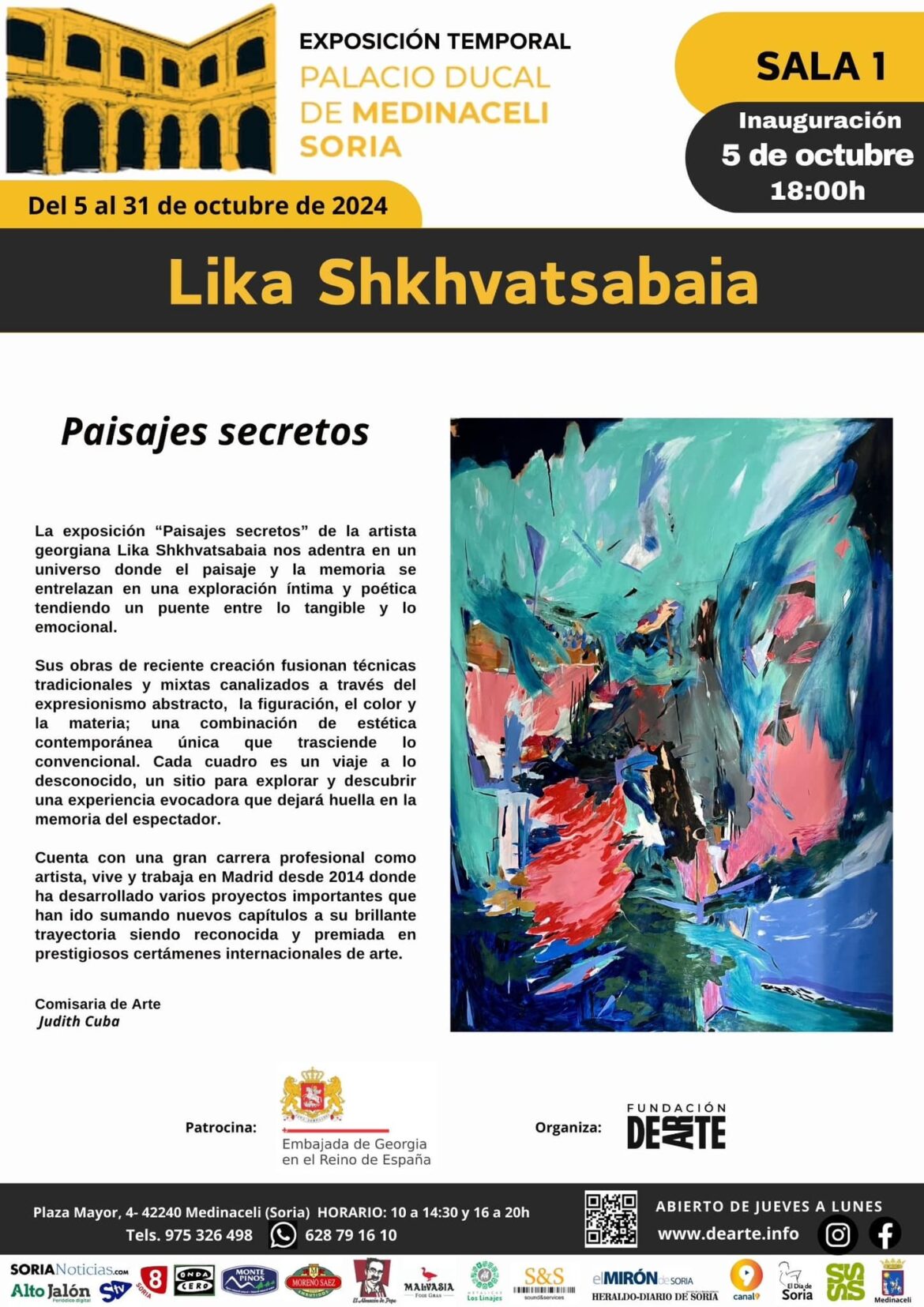 Exposición “Paisajes Secretos” de Lika Shkhvatsabaia. Inauguración 5 de octubre, 18:00h. Sala 1. Palacio Ducal de Medinaceli