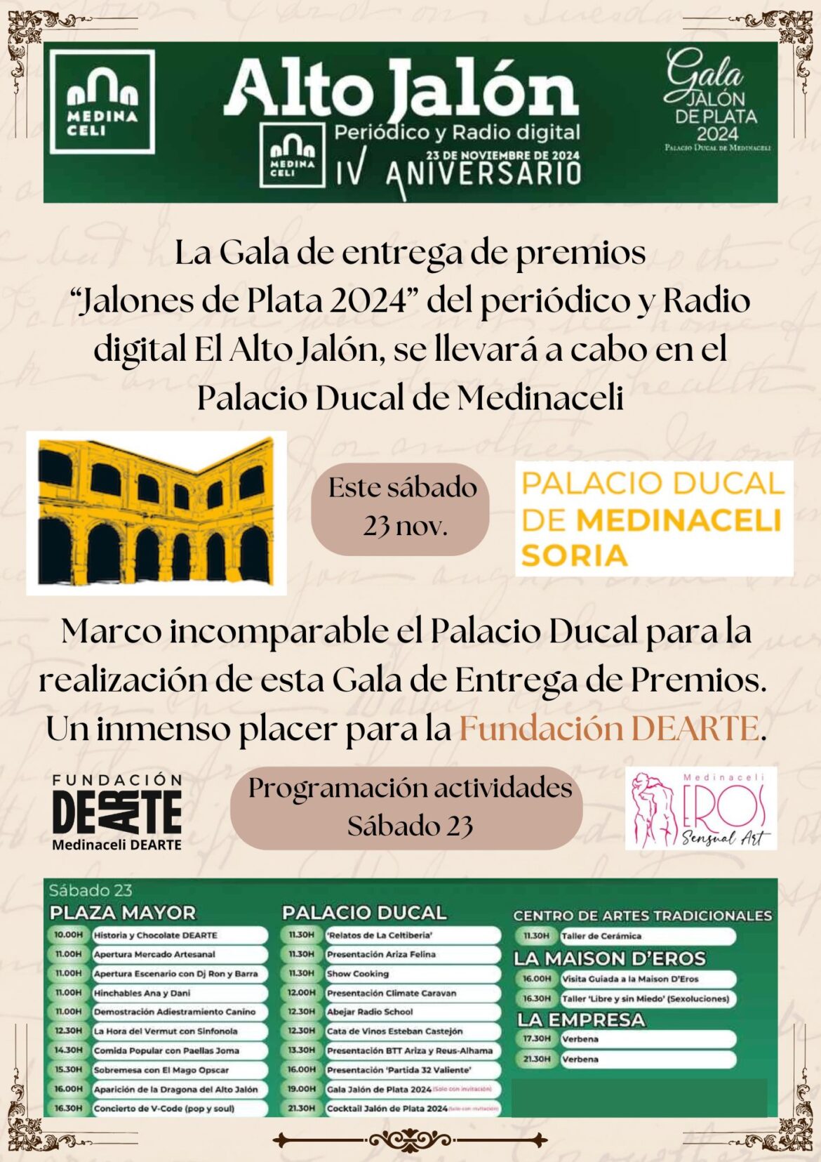 Gala entrega de premios «Jalones de Plata 2024» en el Palacio Ducal de Medinaceli. Sábado 23 nov.