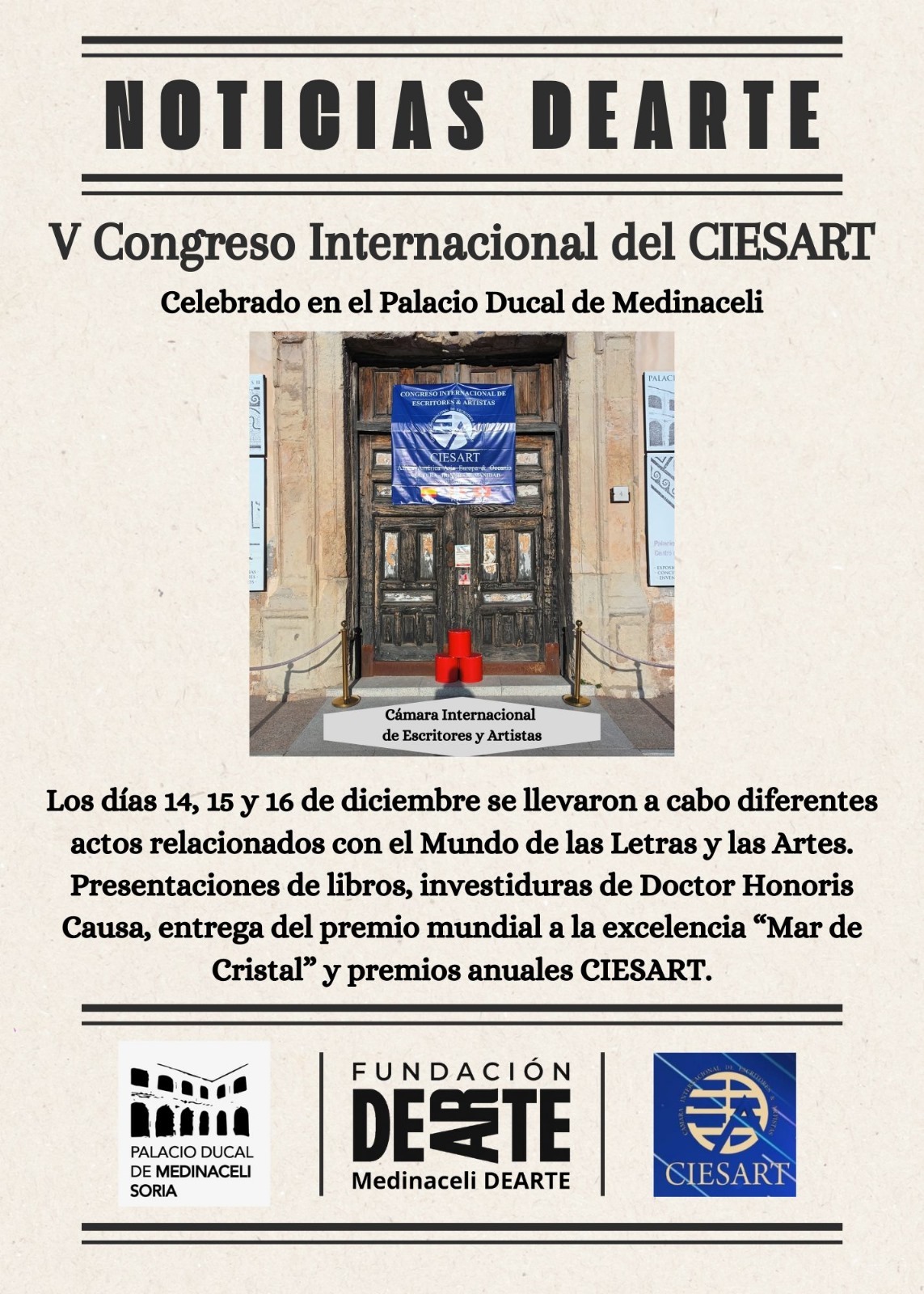 V Congreso Internacional de Escritores & Artistas. CIESART (Cámara Internacional de Escritores y Artistas)